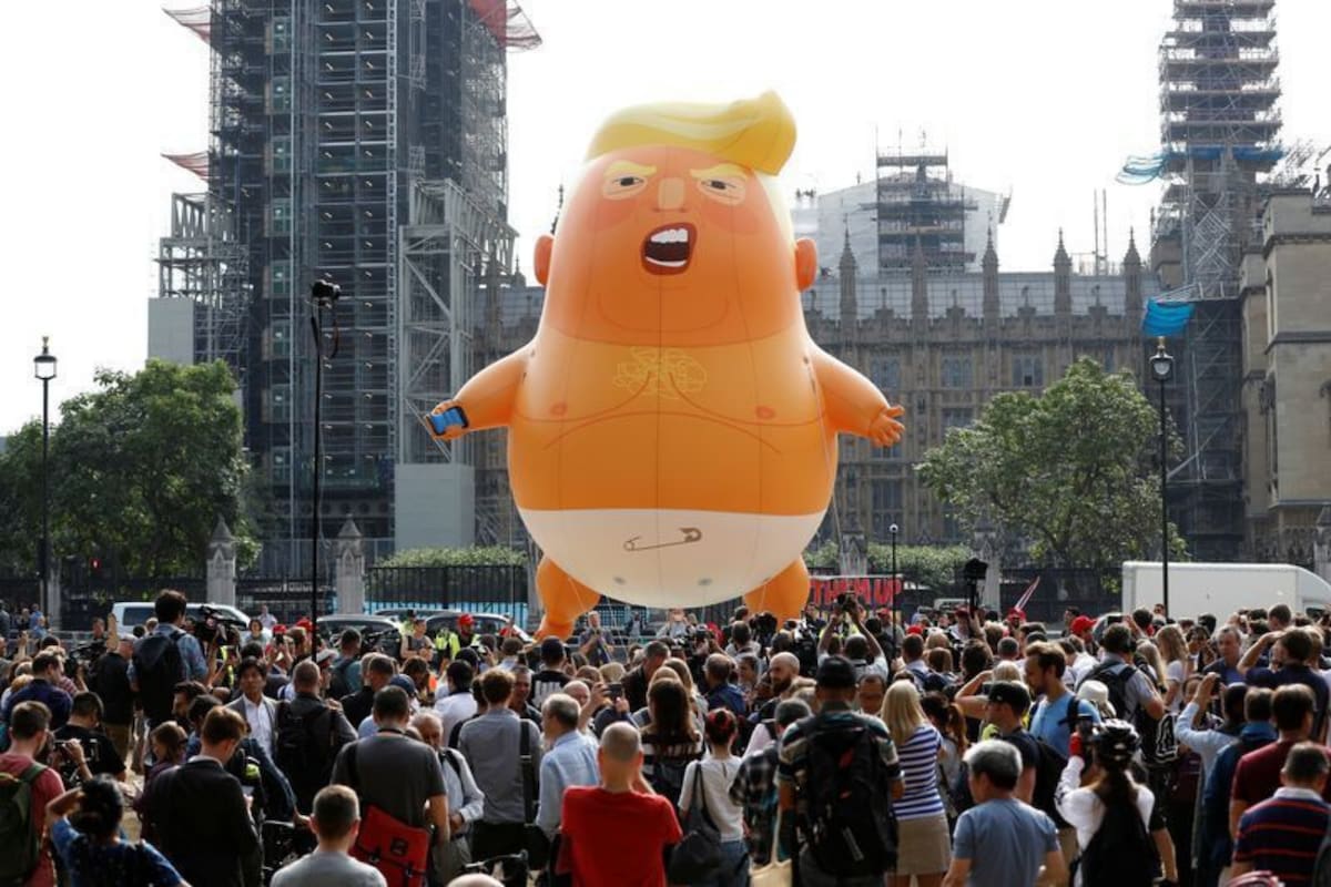 Entre otros países, el enorme globo "Bebé Trump" fue inflado junto al Parlamento británico