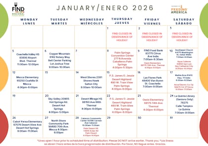 Entrega de alimentos gratis en California del 20 al 24 de enero de 2026 (findfoodbank)