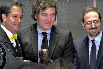 Entrega del premio Juan de Mariana a Javier Milei, ayer en Madrid
