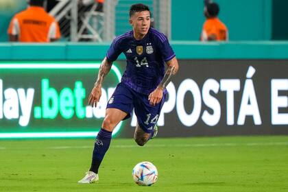 Enzo Fernández ante Honduras, el 23 de septiembre en Miami: esa noche debutó en la selección