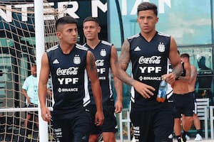 Enzo Fernández, en su primer entrenamiento con la selección, en Miami