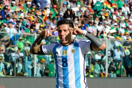 Enzo Fernández marcó su primer gol en eliminatorias en el triunfo de la Argentina sobre Bolivia en La Paz