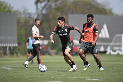 Enzo Pérez y Miguel Ángel Borja, dos de las piezas de River para ir a Santa Fe para quebrar una racha negativa ante Colón