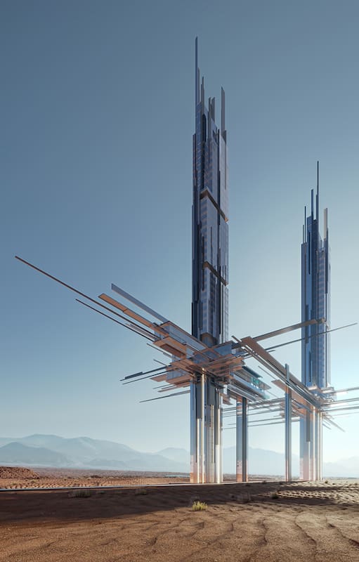 Epicon, un complejo de torres, en medio del desierto, que formará parte de la flamante e innovadora ciudad de Norlana. Esta urbe que se encuentra en pleno desarrollo será el hogar de más de 3000 personas.