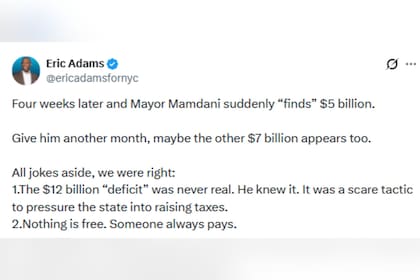 Eric Adams reaccionó a las acusaciones de Zohran Mamdani sobre el déficit presupuestario en la ciudad de Nueva York