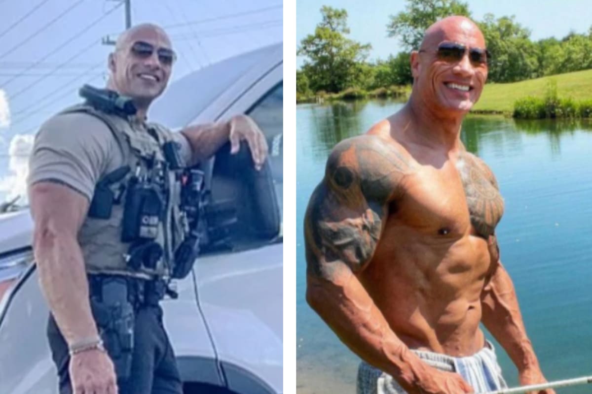 Eric Fields (izquierda) y Dwayne Johnson (derecha); el parecido entre ambos fue furor en redes