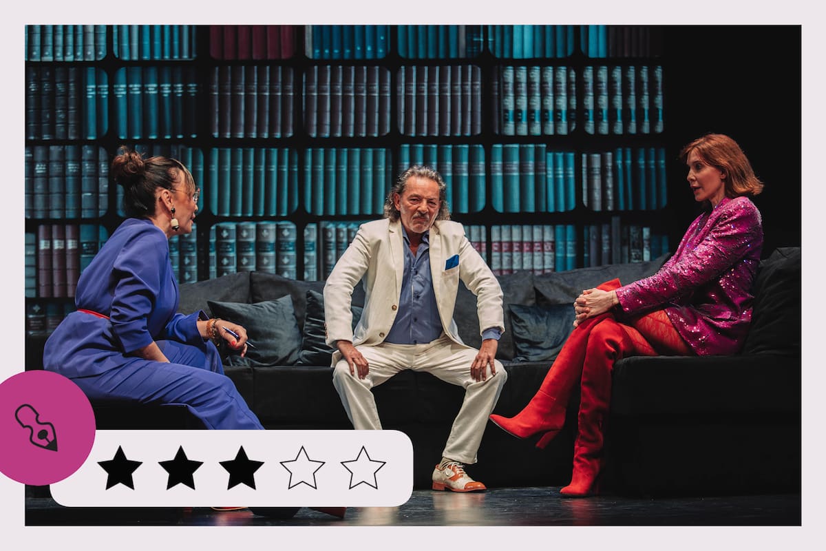 Ernestina Pais, Fabián Vena y Guillermina Valdés en una escena de El divorcio del año, de José María Muscari