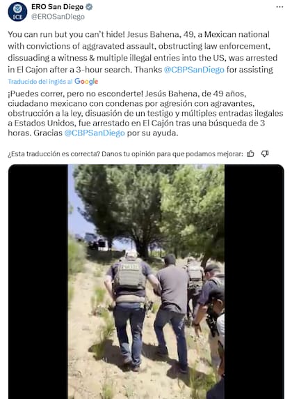 ERO San Diego usó el arresto de Jesús Bahena como "advertencia" en X