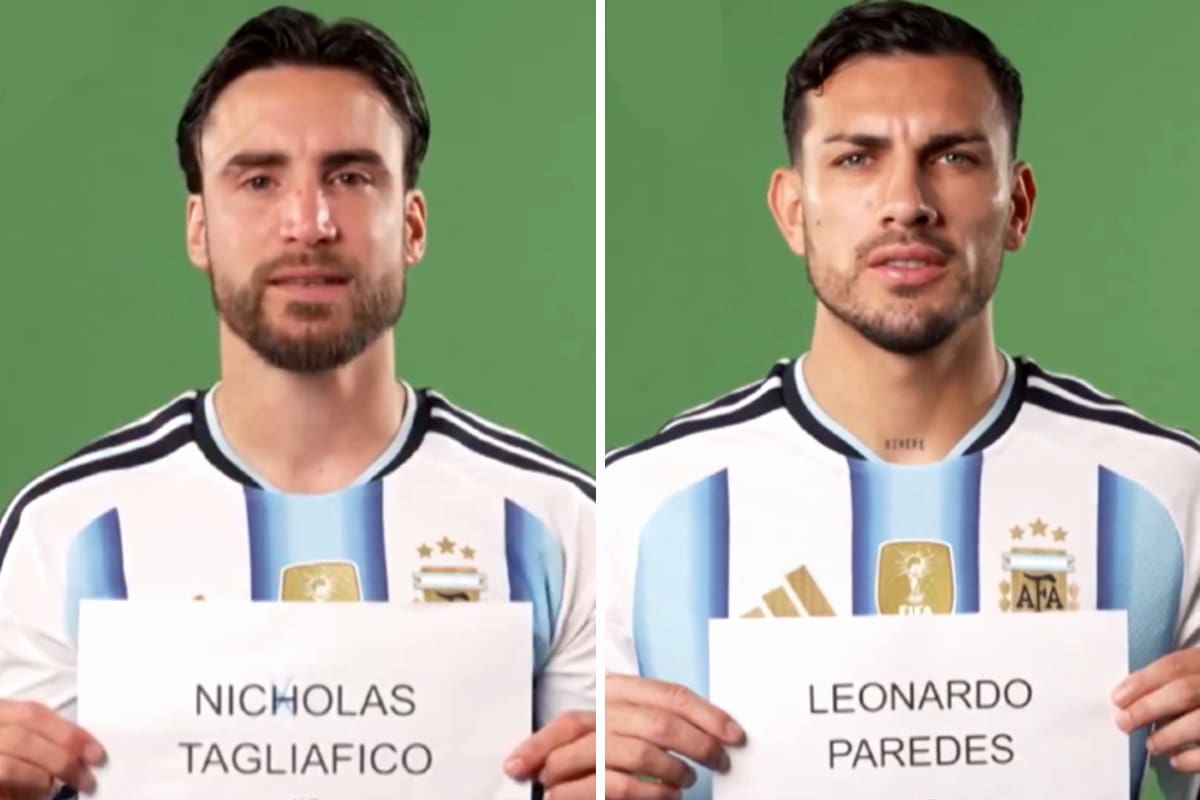 Errores en los nombres de Nicolas Tagliafico y Leandro Paredes durante un video de pronunciación que compartió la FIFA