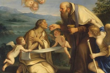 Es venerada como patrona de las mujeres penitentes, especialmente en la Iglesia copta, pero también en las Iglesia católica, ortodoxa y anglicana. ("La última comunión de Santa María de Egipto" del artista italiano Marcantonio Franceschini, de 1680)