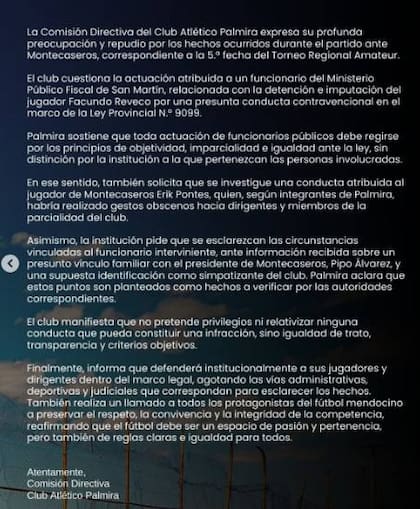 Escándalo en el fútbol de ascenso: un jugador fue detenido luego de hacer gestos racistas contra un contrincante.