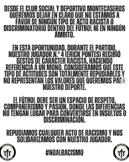Escándalo en el fútbol de ascenso: un jugador fue detenido luego de hacer gestos racistas contra un contrincante.