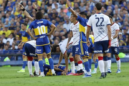 Escena del partido que disputan Boca Juniors y San Lorenzo.