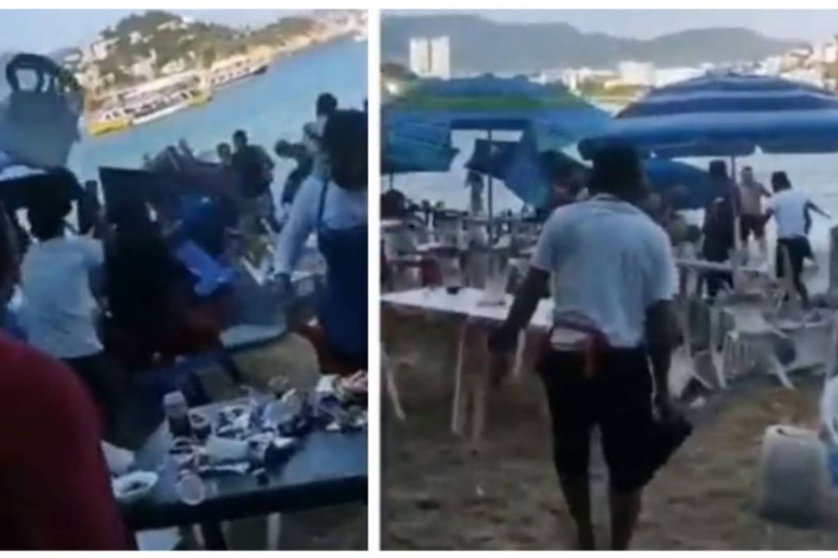 Escenas de la batalla campal que se armó en un playa de Acapulco