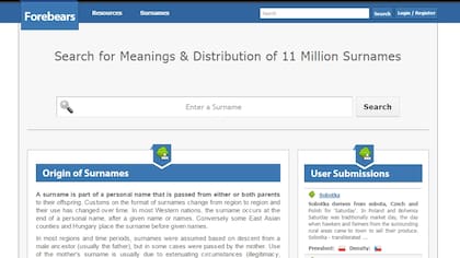 Escribís tu apellido en la barra que dice “Enter a surname” y tendrás todos los datos que andabas buscando.