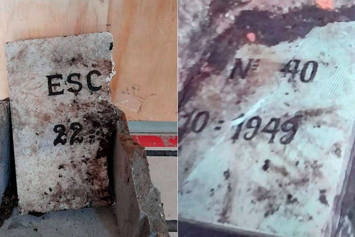 "Escuela n° 40, 22 de octubre de 1949", se puede leer en la tapa de la urna encontrada durante una obra en la escuela de Temperley