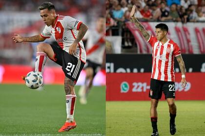 Esequiel Barco y Enzo Pérez intentarán comandar a sus equipos hacia un nuevo título (fotos de X de River Plate y Estudiantes).