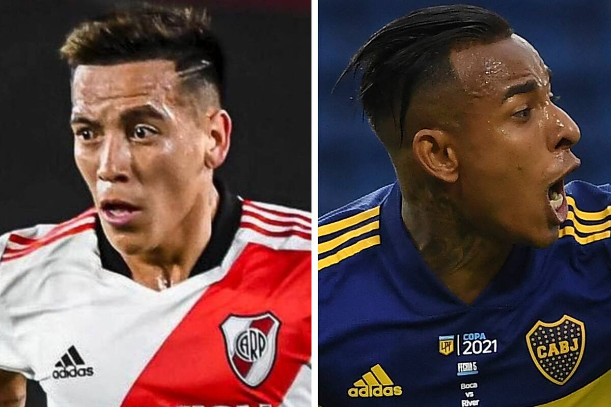 Esequiel Barco y Sebastián Villa, figuras de los ataques de River y Boca en el superclásico de este domingo, por la Copa de la Liga Profesional.