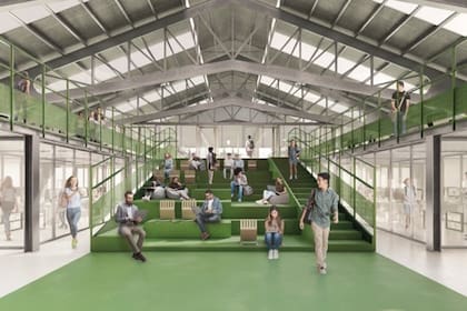 Espacio previsto en la nueva sede de TUMO en el Parque de la Innovación, diseñado para el trabajo colaborativo de los estudiantes
