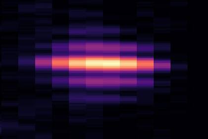 Espectrograma de la luz emitida por el condensado de Bose-Einstein vibrando por el láser de sonido