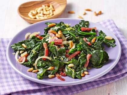Espinaca salteada con panceta
