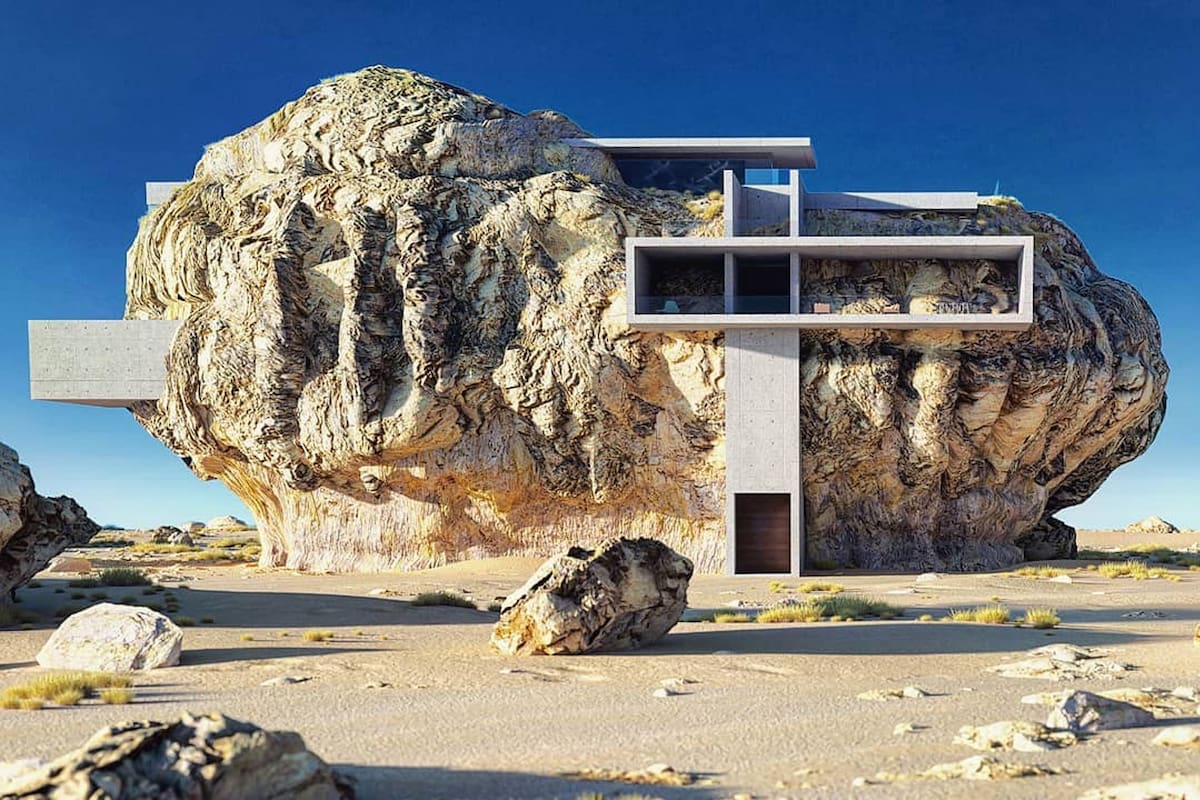 Esta casa fue construida casi adentro de una roca