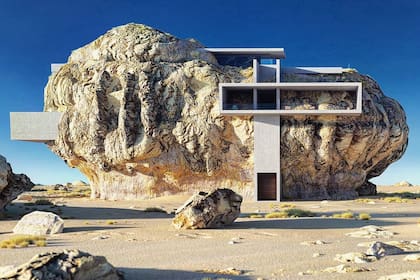 Esta casa fue construida casi adentro de una roca