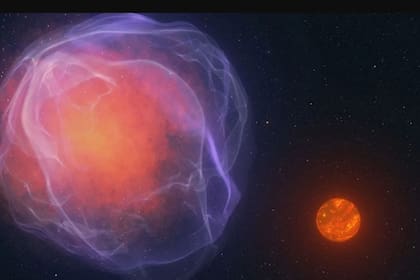 Esta concepción artística muestra una enana blanca hipotética (a la izquierda) que explotó como supernova. El objeto de la derecha es CWISE J1249, una estrella o enana marrón expulsada de este sistema como resultado de la explosión. POLITICA INVESTIGACIÓN Y TECNOLOGÍA W.M. KECK OBSERVATORY/ADAM MAKARENKO