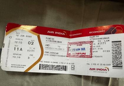 Esta era la tarjeta de embarque de Ramesh Vishwash Kumar