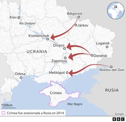 Esta es la posible ruta desde el este