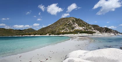 Esta es una de las playas de Punta Molentis, Cerdeña