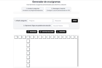 Esta herramienta simple permite crear crucigramas personalizados en tres pasos simples