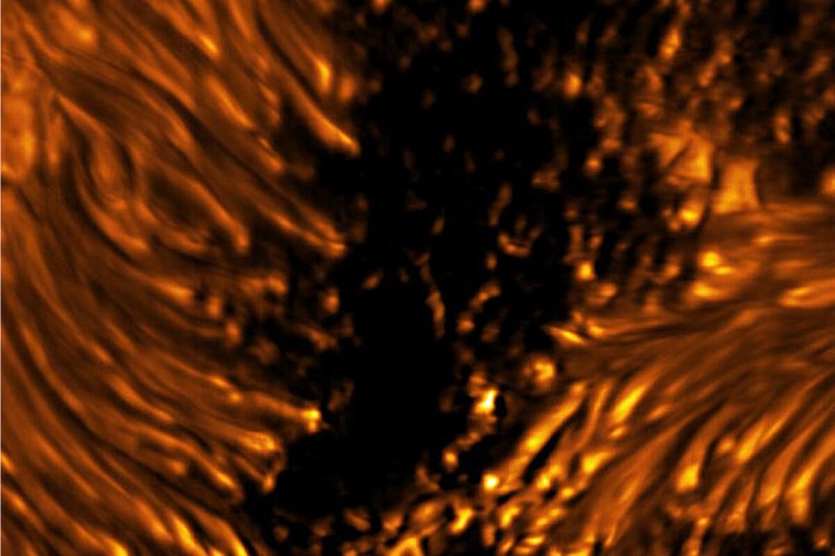 Esta imágen muestra las complejas estructuras celulares del Sol.