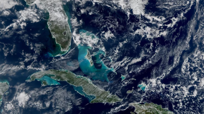 Esta imagen, obtenida por el instrumento VIIRS, muestra el color del océano alrededor del sur de Florida y el Caribe