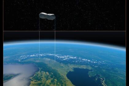 Esta imagen proporciona una comparación del tamaño del asteroide Kleopatra con el norte de Italia