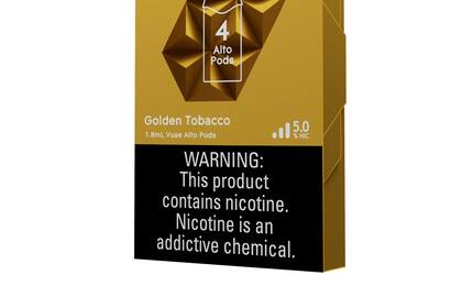 Esta imagen proporcionada por Reynolds American en junio de 2024 muestra el empaque de los cigarrillos electrónicos Vuse Alto. (Reynolds American vía AP)