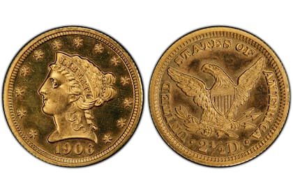 Esta moneda de oro de 2.50 dólares acuñada en 1906 dentro de la serie Liberty Head se convirtió en una pieza de alto valor en el mercado numismático