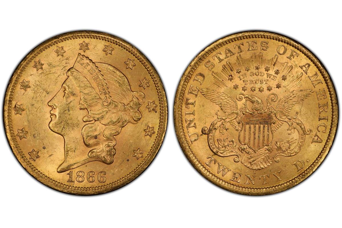 Esta moneda pertenece a la serie Liberty Head Motto acuñada en 1866