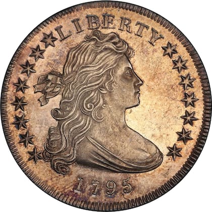 Esta moneda representa la aparición inicial del diseño de busto drapeado en la acuñación estadounidense