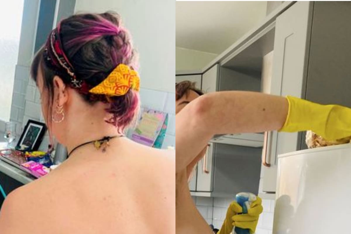 Esta mujer británica encontró una fuente de ingresos en la limpieza al desnudo (Foto: The Mirror)