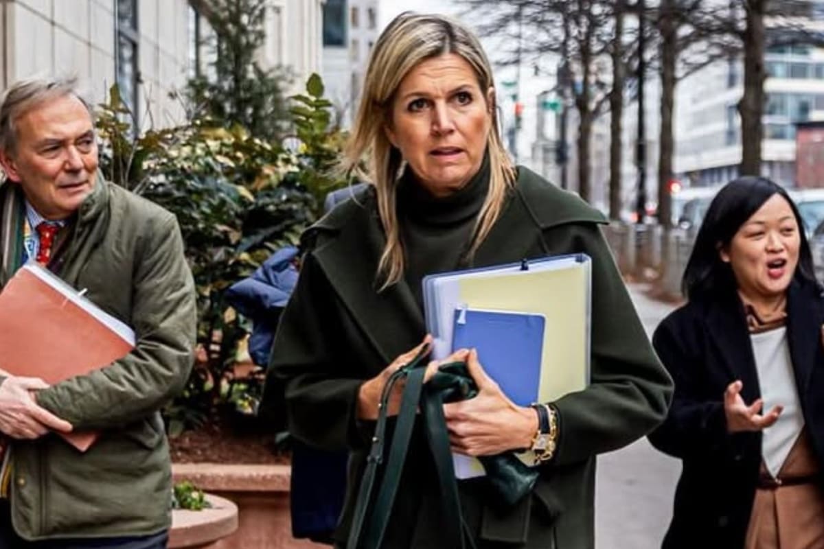 Esta semana la reina Máxima Zorreguieta visitó Washington D. C. y se lució con un sofisticado outfit reciclado (Foto: Patrick van Katwijk / @queen.maxima)