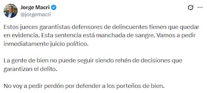 "Esta sentencia está manchada con sangre", señaló Jorge Macri