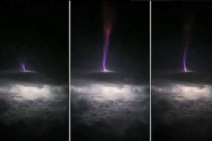 Esta serie de imágenes, tomadas de un video, muestra la formación de un chorro gigante sobre Oklahoma en mayo de 2018.