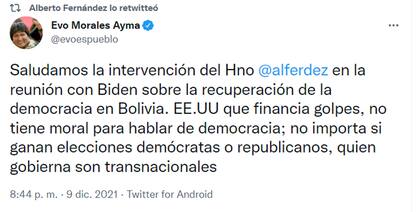 "Estados Unidos financia golpes", la dura crítica de Evo Morales