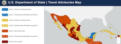 Estados Unidos pone un nivel elevado para viajes a varios estados de México debido a los conflictos internos