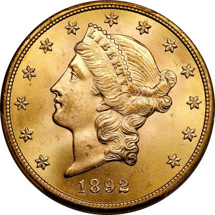 Estas piezas pertenecen a la serie Liberty Head Double Eagle de 1892