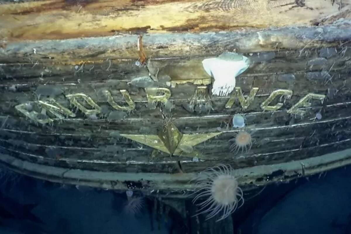 Estas son las primeras imágenes del Endurance, donde está el nombre del barco tallado sobre la popa