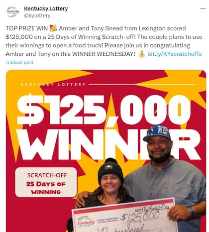 Este 15 de noviembre se anunció otro ganador de la Lotería de Kentucky