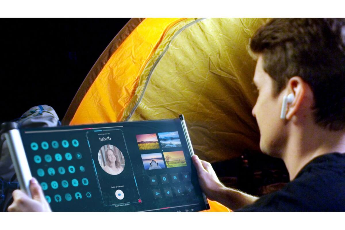 Este año la competencia no se centró en la resolución, sino en características más exóticas. En la imagen, una pantalla enrollable de TCL