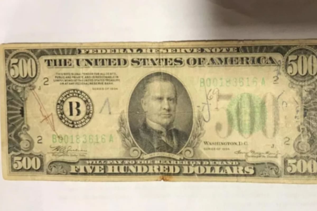 Este billete de 500 dólares es considerado una rareza por su diseño y limitada circulación